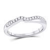Image 1 : 10kt White Gold Round Diamond Contoured Enhancer Wedding Band 1/8 Cttw