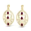 Image 1 : 7 ctw Ruby & Micro Pave VS/SI Diamond Heart Earrings 18k Yellow Gold