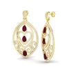 Image 2 : 7 ctw Ruby & Micro Pave VS/SI Diamond Heart Earrings 18k Yellow Gold