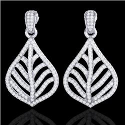 2.50 ctw Micro Pave VS/SI Diamond Earrings Designer 18k White Gold