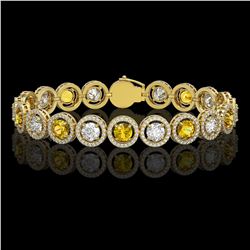 13.76 ctw Canary & Diamond Micro Pave Bracelet 18K Yellow Gold