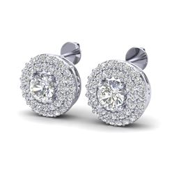 1.20 ctw Micro Pave VS/SI Diamond Earrings Halo 18k White Gold