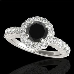 1.75 ctw Certified VS Black Diamond Solitaire Halo Ring 10k White Gold