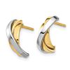 Image 2 : 14k Yellow Gold & White Rhodium Triple C-Hoop Post Earrings