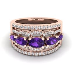 2.25 ctw Amethyst & Micro Pave VS/SI Diamond Designer Ring 10k Rose Gold