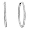 Image 1 : 14kt White Gold Round Diamond Inside Outside Endless Hoop Earrings 1/4 Cttw