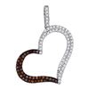 Image 1 : 10kt Rose Gold Round Red Color Enhanced Diamond Heart Pendant 1/3 Cttw