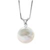 White, Pink or Lavender Coin Pearl and Diamond Sand Dollar Pendant