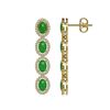 Image 2 : 6.44 ctw Jade & Diamond Micro Pave Halo Earrings 10k Yellow Gold