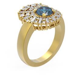 2.58 ctw Intense Blue Diamond Ring 18K Yellow Gold