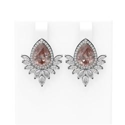 9.75 ctw Morganite & Diamond Earrings 18K White Gold