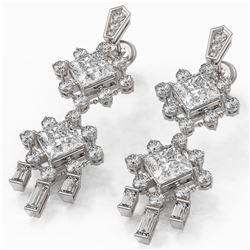 5.18 ctw Princess Cut Diamond Designer Earrings 18K White Gold