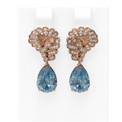 5.63 ctw Blue Topaz & Diamond Earrings 18K Rose Gold