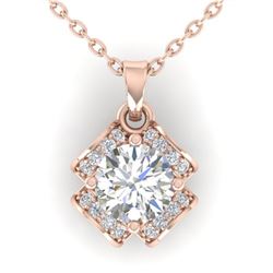 0.95 ctw VS/SI Diamond Art Deco Stud Necklace 14k Rose Gold