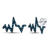 Image 1 : 10kt White Gold Round Blue Color Enhanced Diamond Heartbeat Stud Earrings 1/12 Cttw