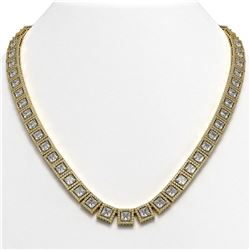 41.80 ctw Princess Cut Diamond Micro Pave Necklace 18K Yellow Gold