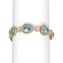 24.54 ctw Blue Topaz & Diamond Bracelet 18K Yellow Gold