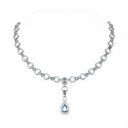 20.52 ctw Aquamarine & Diamond Necklace 18K White Gold
