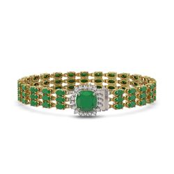 31.91 ctw Emerald & Diamond Bracelet 14K Yellow Gold