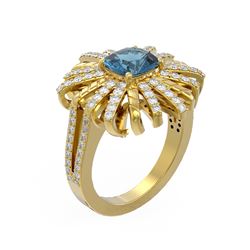 2.93 ctw London Topaz & Diamond Ring 18K Yellow Gold