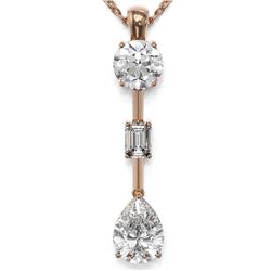 1.75 ctw Pear Cut Diamond Designer Necklace 18K Rose Gold