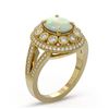 Image 2 : 3.93 ctw Certified Opal & Diamond Victorian Ring 14K Yellow Gold