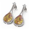Image 3 : 20.9 ctw Canary Citrine & Diamond Earrings 18K White Gold