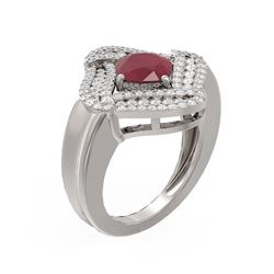 3.42 ctw Ruby & Diamond Ring 18K White Gold