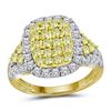 Image 1 : 14kt Yellow Gold Round Canary Yellow Diamond Rectangle Cluster Ring 1-7/8 Cttw