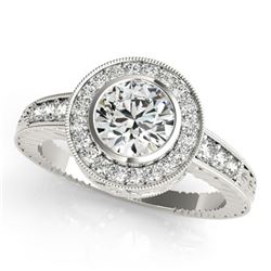 1.11 ctw Certified VS/SI Diamond Halo Ring 14k White Gold