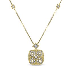 Sterling Silver Round Diamond Filigree Fashion Necklace 1/10 Cttw