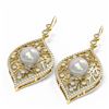 Image 3 : 2.78 ctw Diamond & Pearl Earrings 18K Yellow Gold