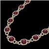 Image 1 : 66 ctw Garnet & Micro VS/SI Diamond Eternity Necklace 14k Yellow Gold