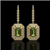 Image 1 : 13.4 ctw Tourmaline & Diamond Victorian Earrings 14K Yellow Gold