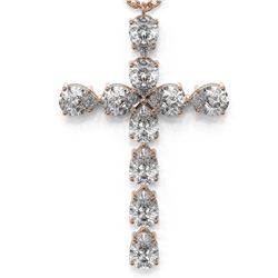 2 ctw Pear Diamond Designer Cross Necklace 18K Rose Gold