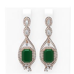 15.58 ctw Emerald & Diamond Earrings 18K Rose Gold