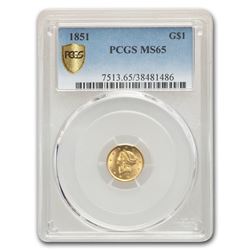 1851 $1 Liberty Head Gold MS-65 PCGS