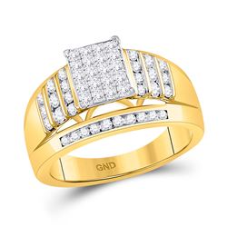 10kt Yellow Gold Princess Diamond Cluster Ring 1.00 Cttw