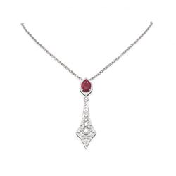 5.1 ctw Ruby & Diamond Necklace 18K White Gold