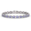 Image 1 : 10.04 ctw Tanzanite & Diamond Micro Pave Halo Bracelet 10k White Gold