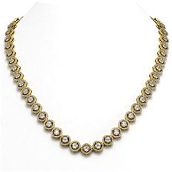 21.69 ctw Cushion Cut Diamond Micro Pave Necklace 18K Yellow Gold