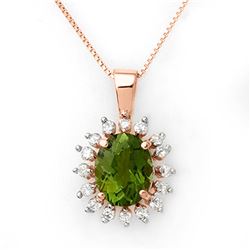 3.55 ctw Green Tourmaline & Diamond Necklace 14k Rose Gold