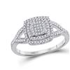 Image 1 : 10kt White Gold Round Diamond Square Cluster Bridal Wedding Engagement Ring 1/3 Cttw