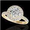 Image 1 : 1.65 ctw Certified Diamond Solitaire Halo Ring 10k Yellow Gold