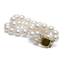 White Freshwater Double-Strand Pearl Bracelet, 7.5-8.0mm