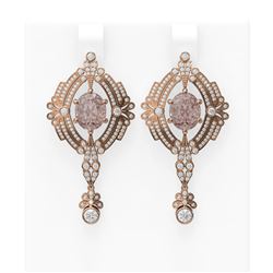 10.64 ctw Morganite & Diamond Earrings 18K Rose Gold