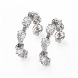 4.2 ctw Mix Cut Diamonds Designer Earrings 18K White Gold