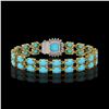 Image 3 : 13.37 ctw Turquoise & Diamond Bracelet 14K Yellow Gold