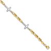 Image 1 : 14K Two-tone Polished Sideways Cross Bracelet - 7.5 in.