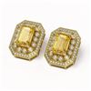 Image 2 : 11.03 ctw Canary Citrine & Diamond Victorian Earrings 14K Yellow Gold